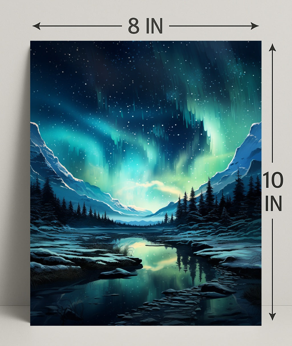 Aurora Borealis Over Snowy Mountains Poster
