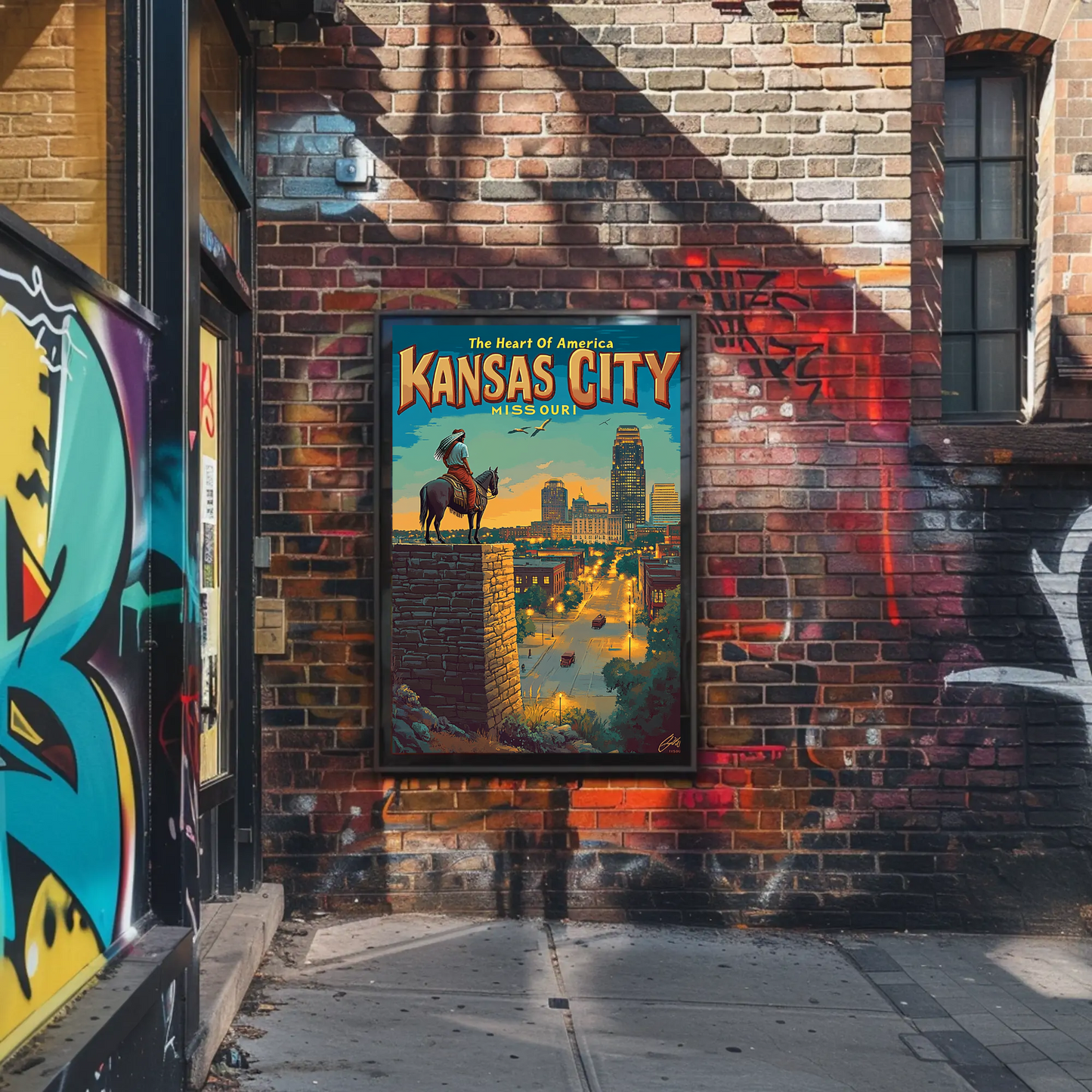 Kansas City The Heart of America Overlook Vintage Travel Poster