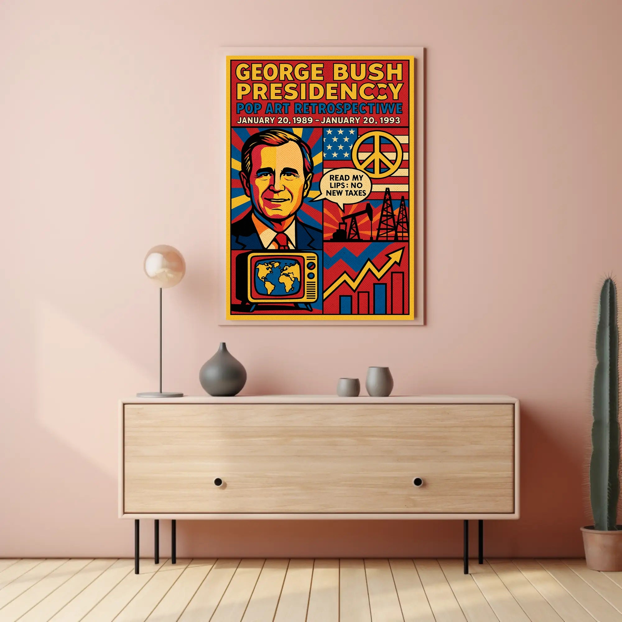 George Bush Presidency Pop Art Retrospective Poster PosterGoat