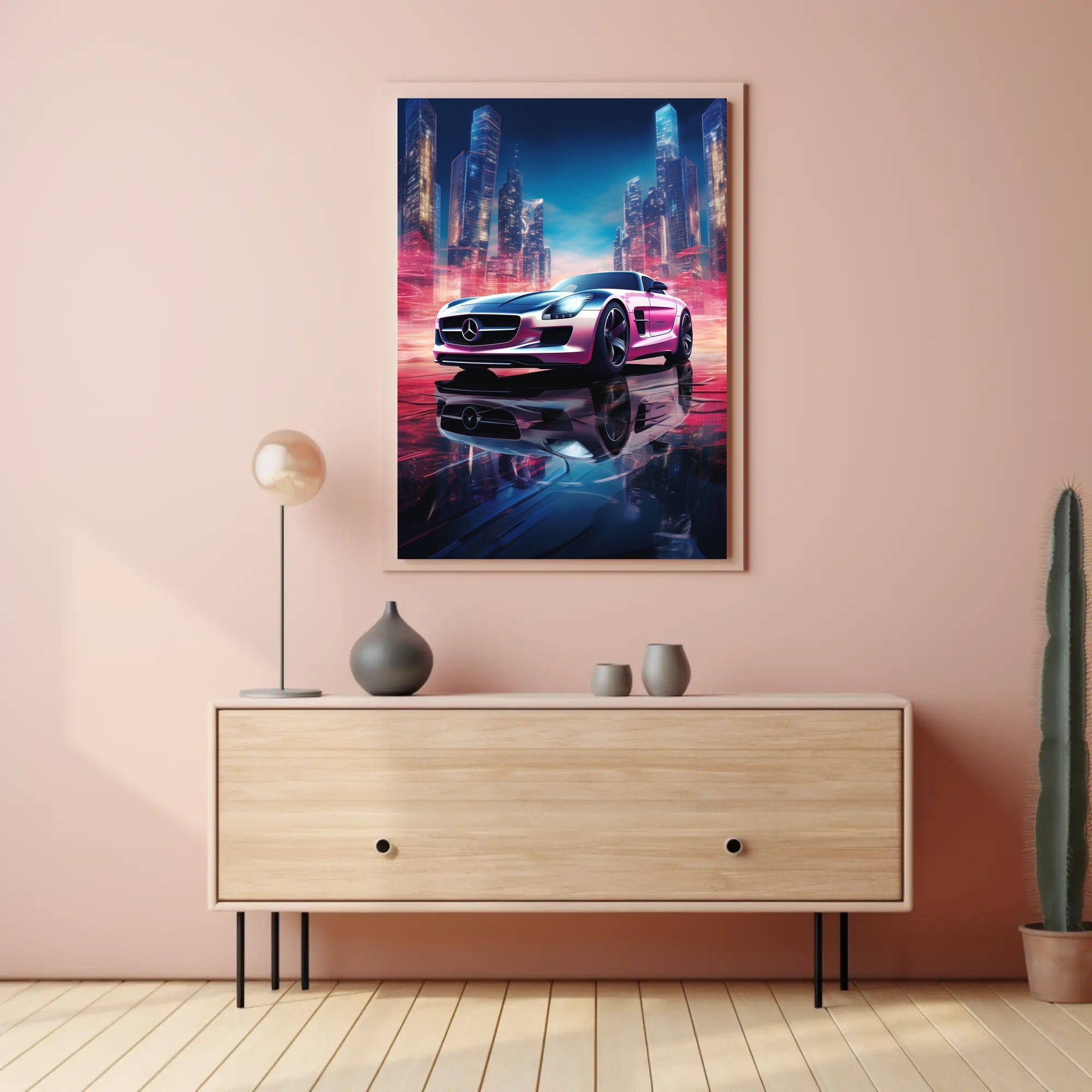 Futuristic Sports Car in Neon City Futuristic Sci-Fi Poster