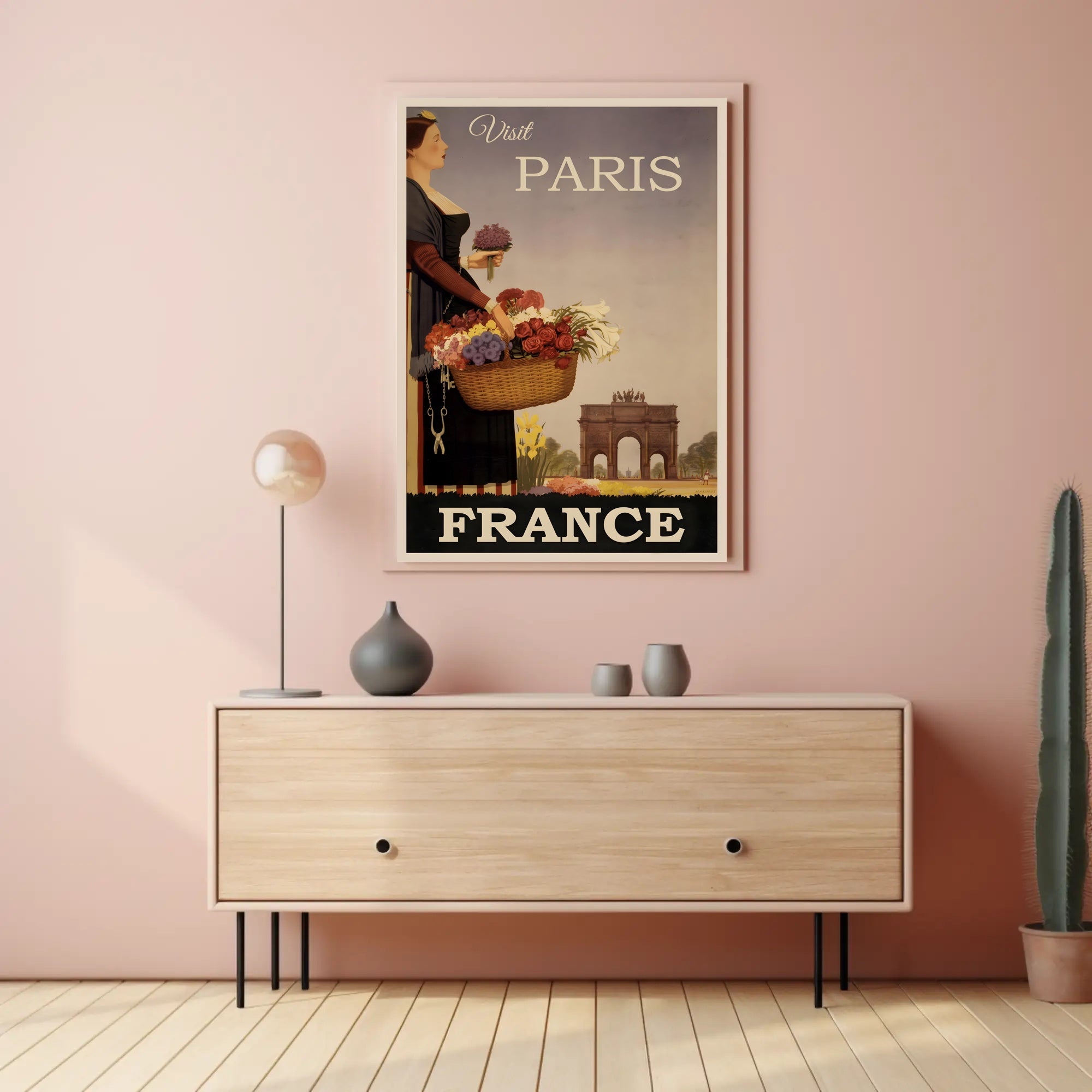 Vintage Paris Flower Girl Romance Travel Poster