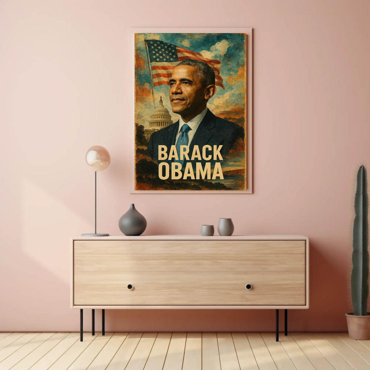 Barack Obama 44th President of the United States Layered Digital Collage Poster