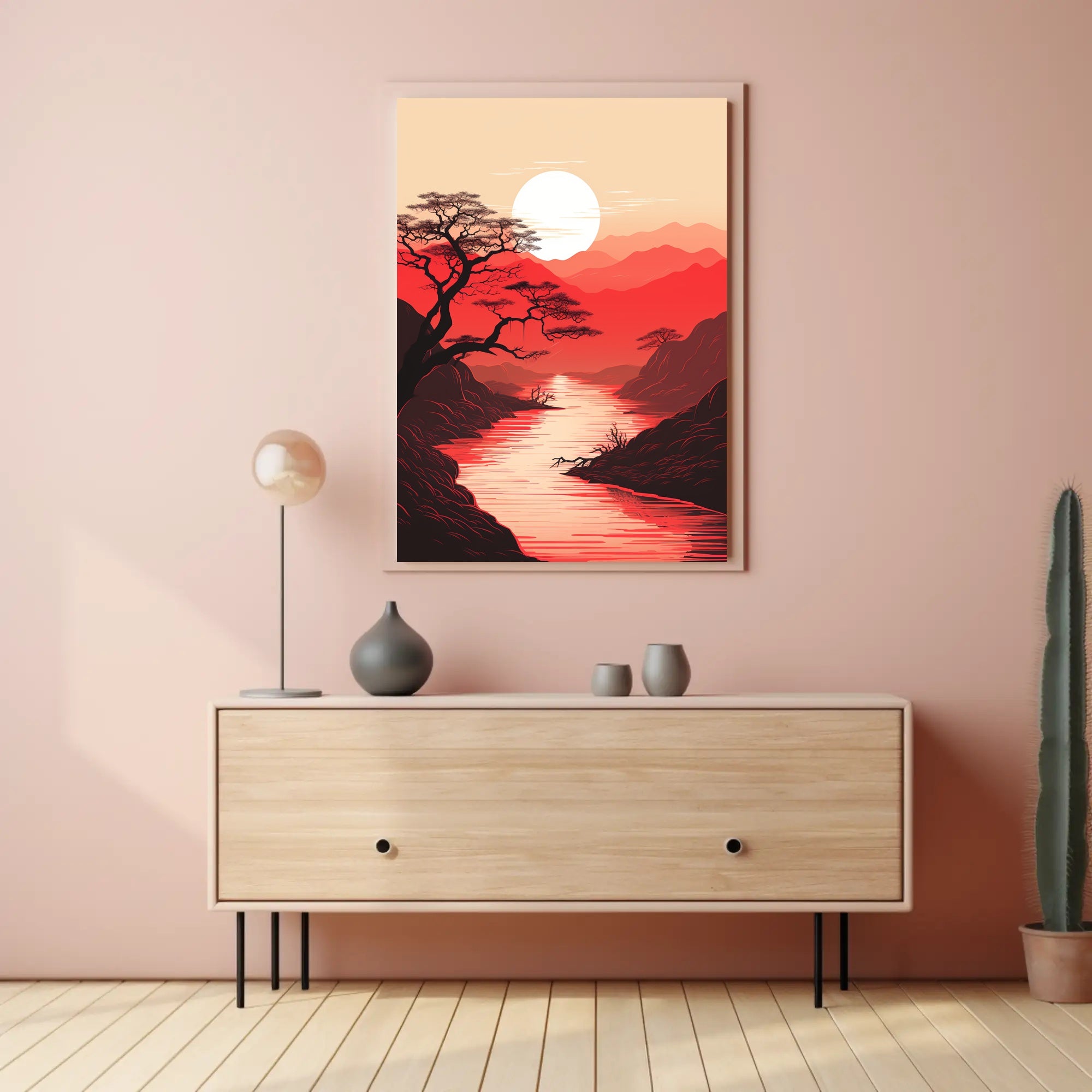 Tranquil Sunset Over Red Mountains Poster