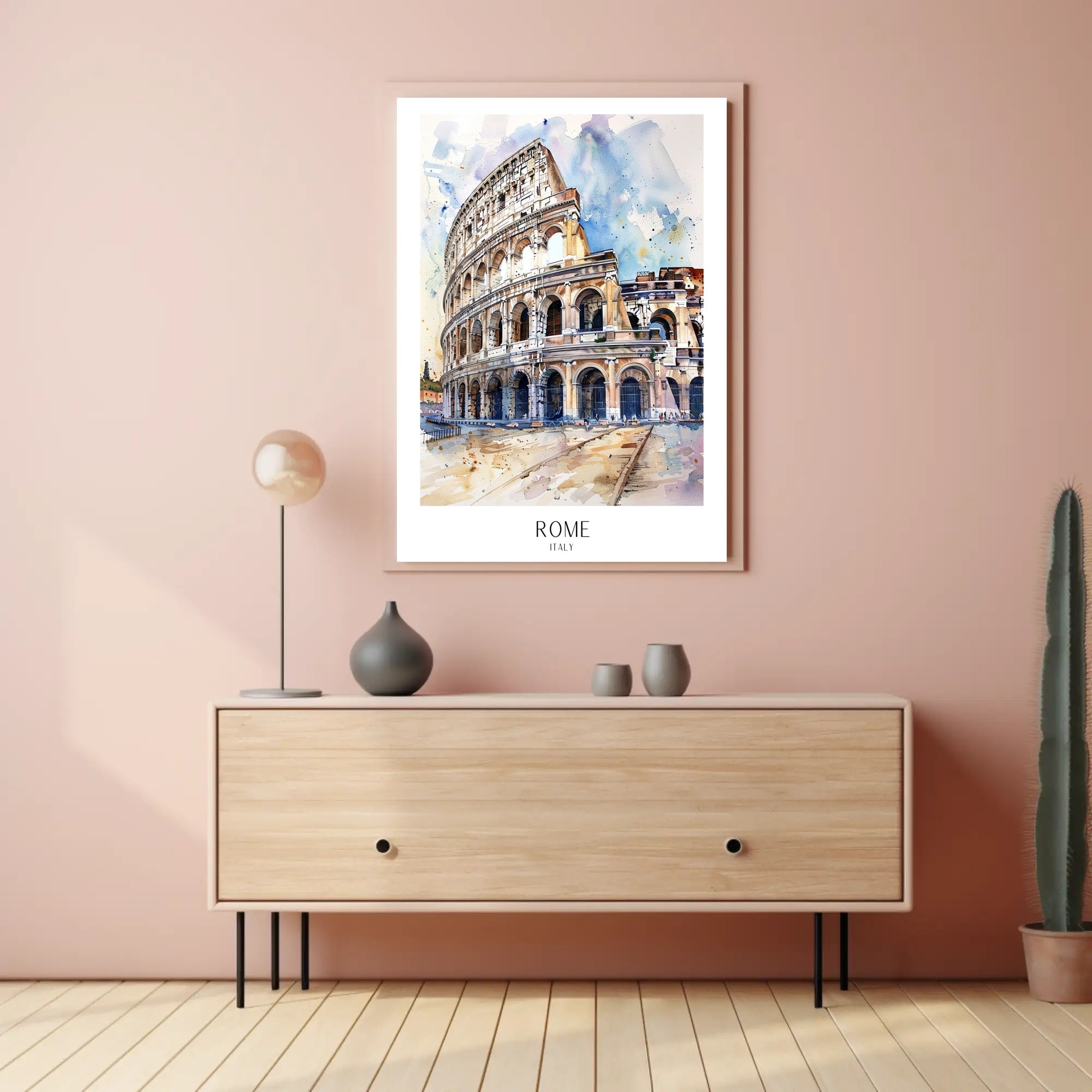 Colosseum Watercolor Illustration, Vibrant Travel Poster PosterGoat