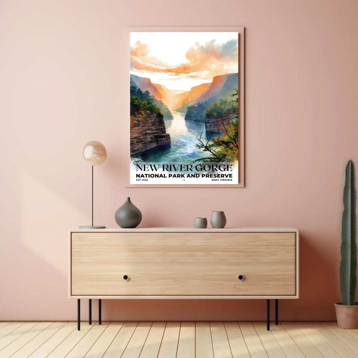 New River Gorge Watercolor Wall Art Poster