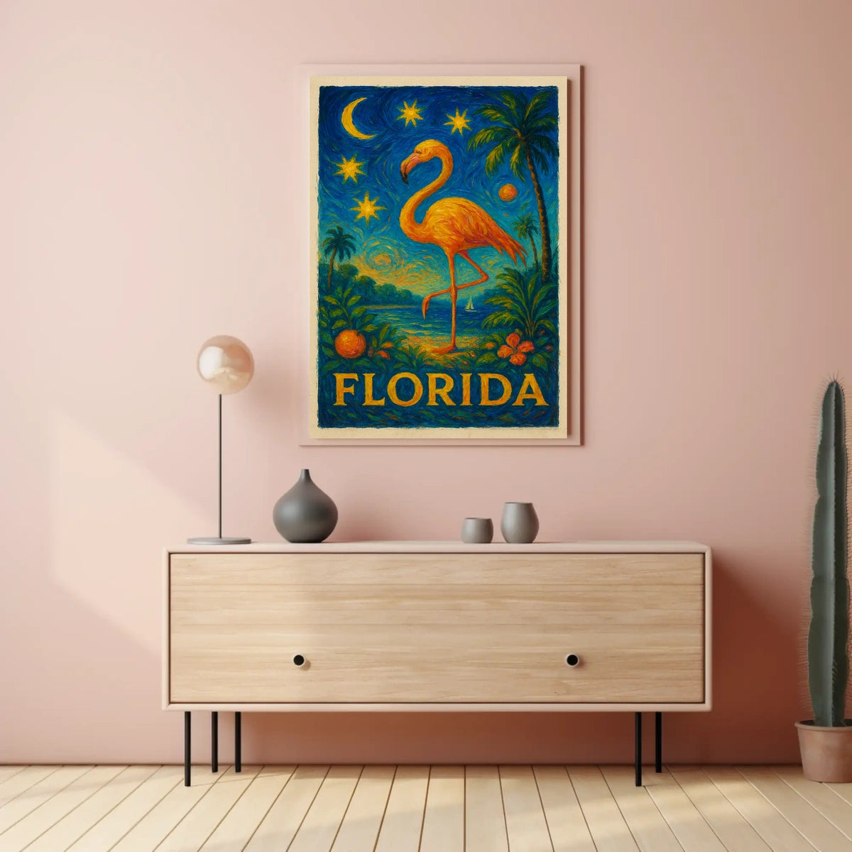 Florida Flamingo Tropical Travel Poster