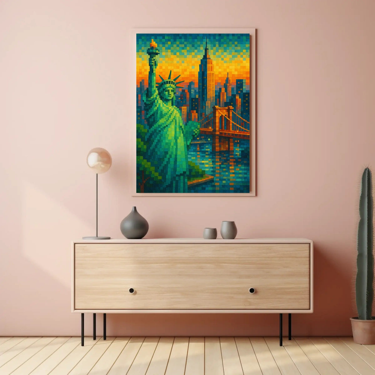 Pixelated New York Dreamscape Poster For Modern Home Decor