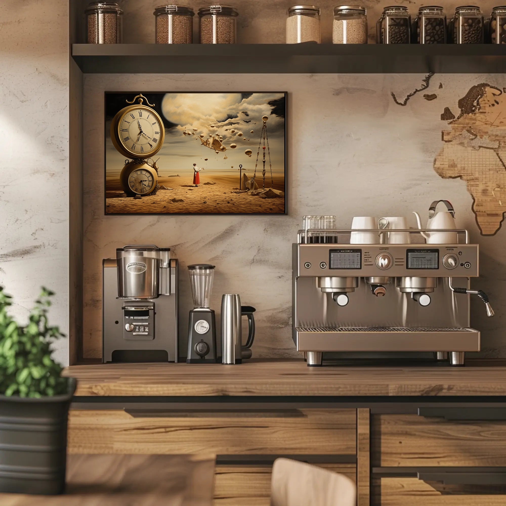 Surreal Dreamscape with Moon and Clocks - Fantasy Poster