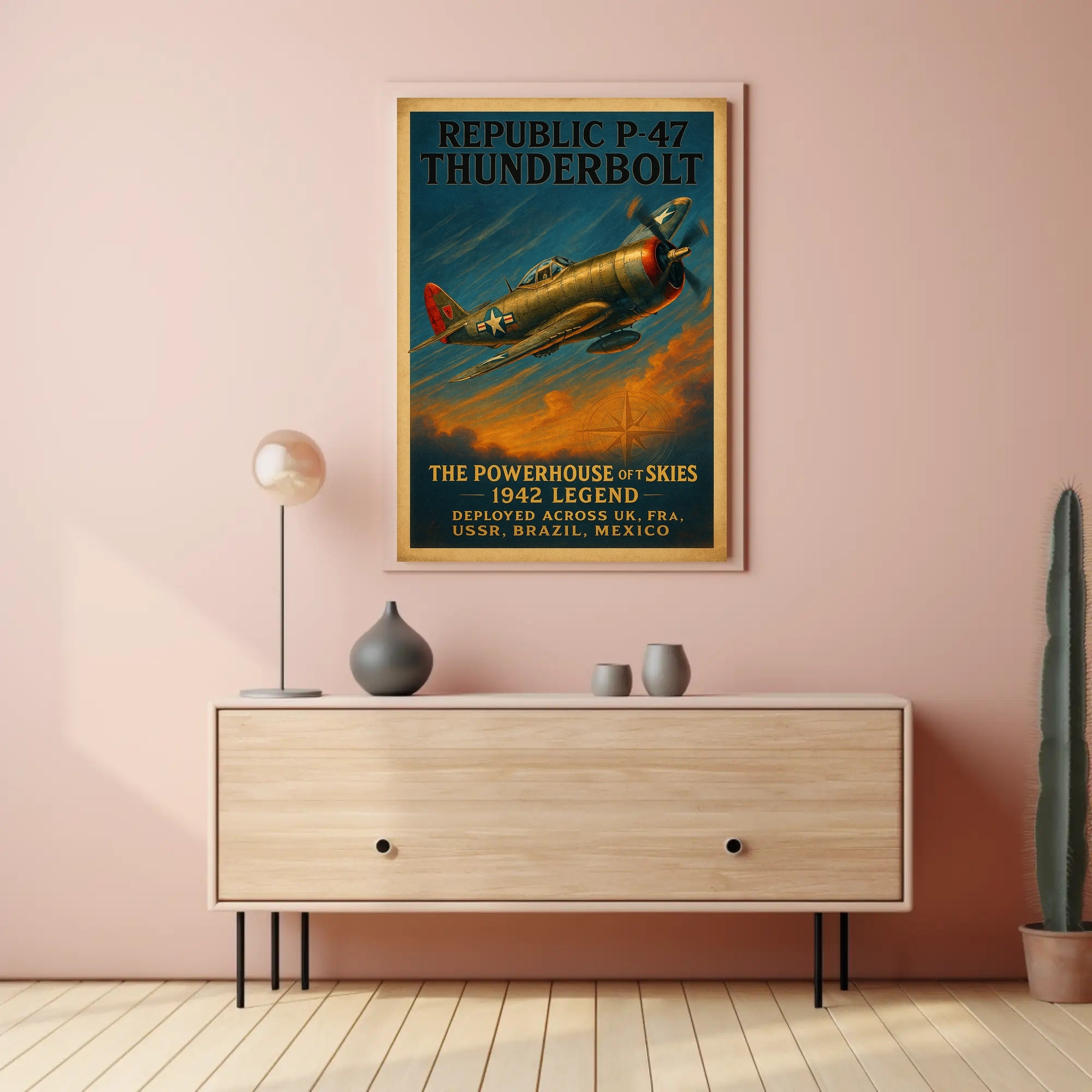 Republic P-47 Thunderbolt WWII Fighter Aircraft Poster