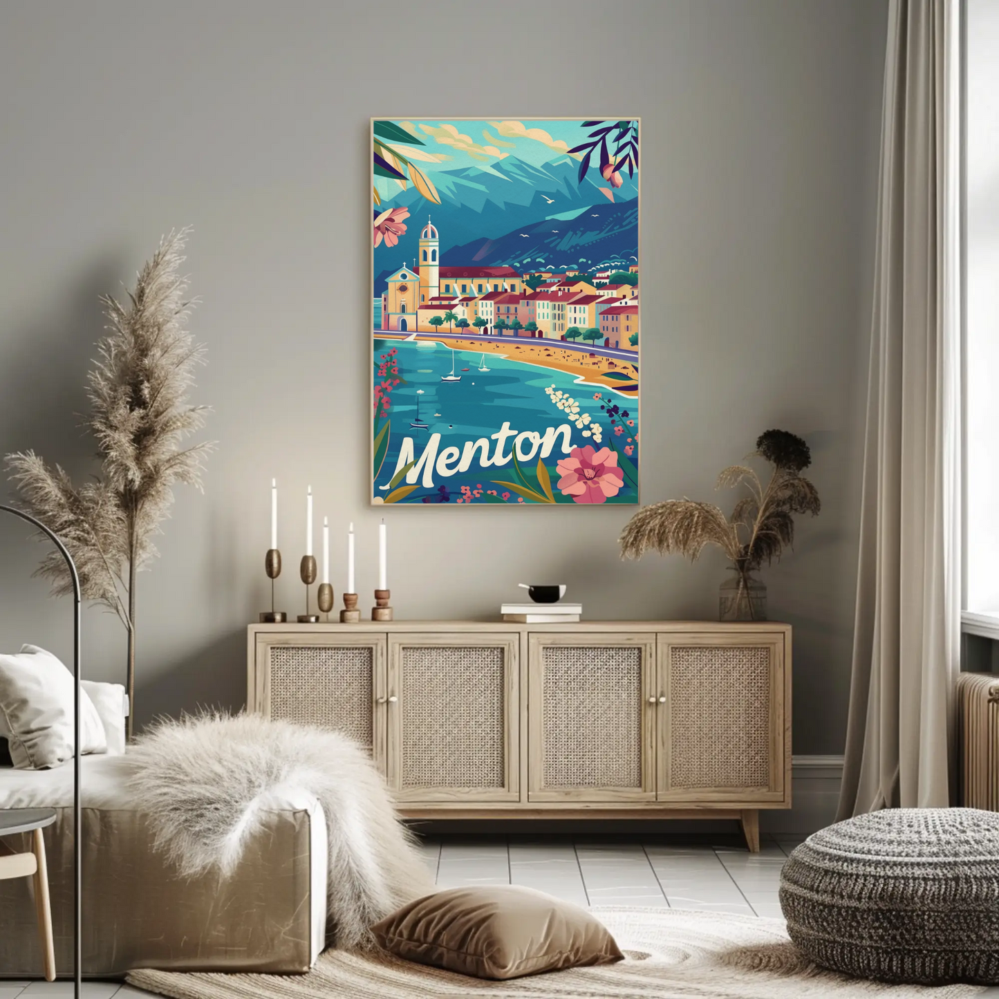 Menton French Riviera Coastal Town Travel Poster