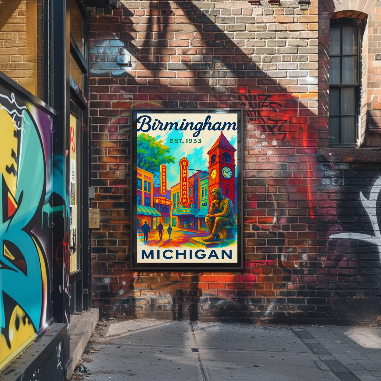 Birmingham Michigan Est. 1933 Wall Art Vintage Travel Poster
