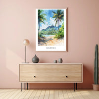 Mauritius Watercolor Landscape Travel Poster PosterGoat