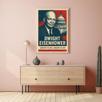 Iconic Eisenhower Patriotism Vintage Silkscreen Leadership Capitol Silhouette Midcentury Americana Tribute Poster