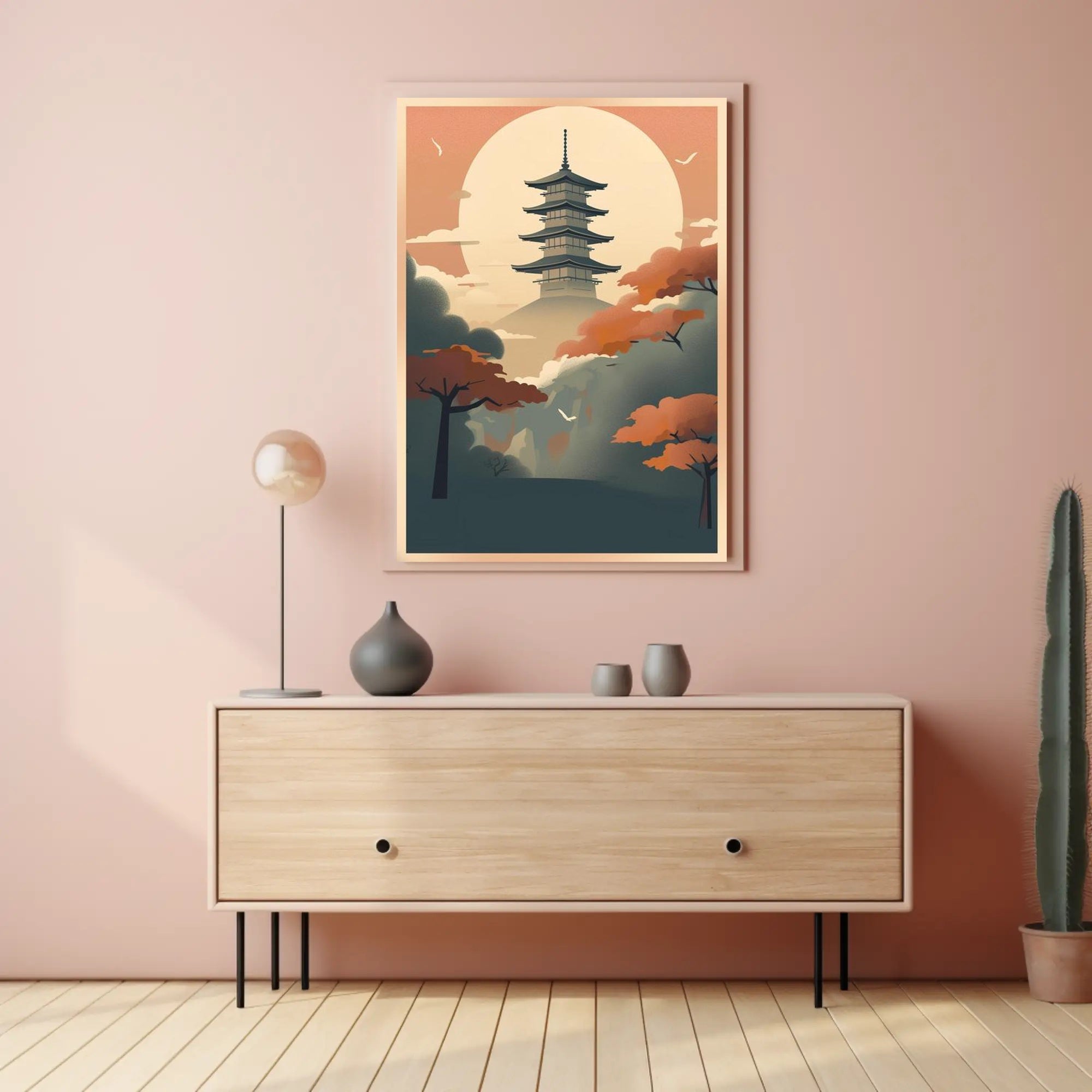 Serene Pagoda at Dusk Poster