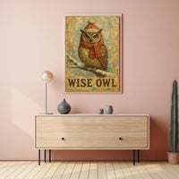 Forest Owl Watercolor Landscape Scene Nature Woodland Habitat Decor Poster