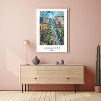 Las Vegas Skyline Watercolor Art Urban or Cityscape Poster PosterGoat