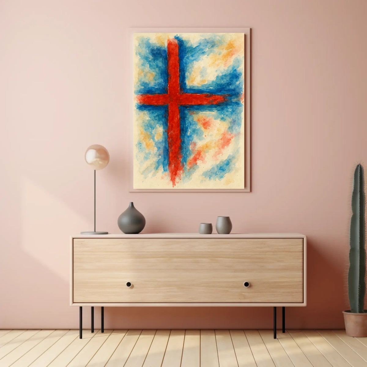 Abstract Cross Watercolor Art Decor Lovers Wanderlust Timeless Gallery Inspired Poster