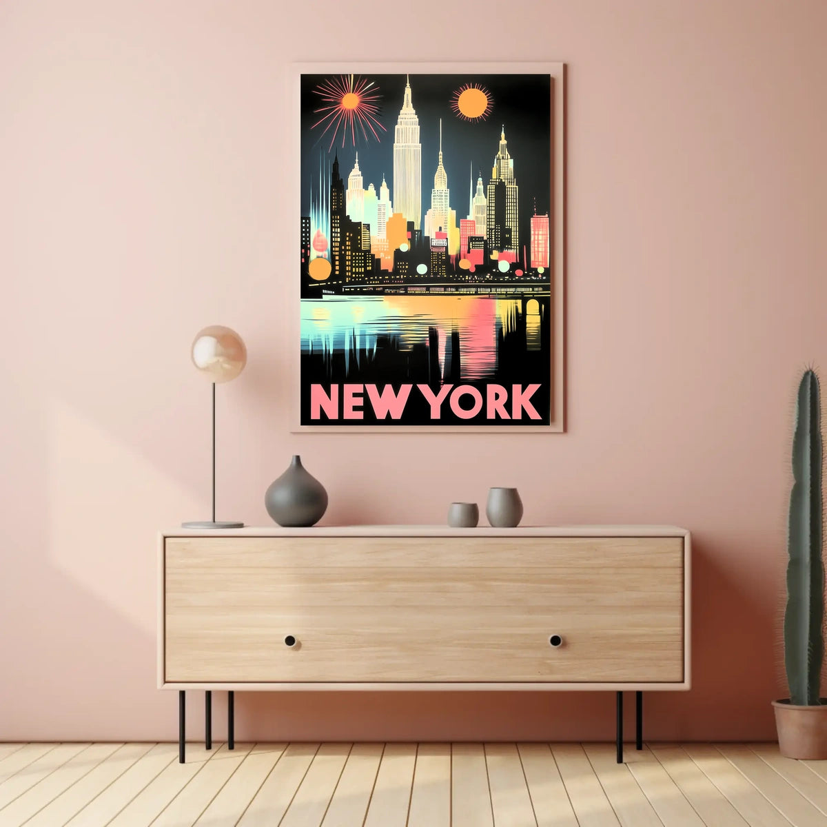 New York City Skyline Poster Retro Art Deco Wall Art