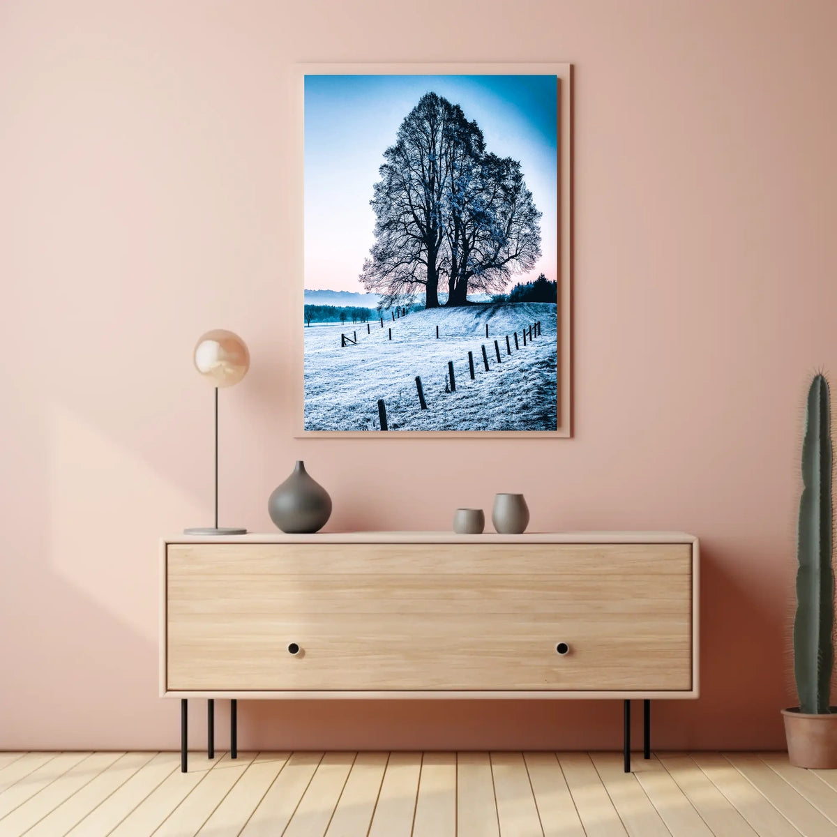 Majestic Winter Tree Scenic Landscape Art Poster