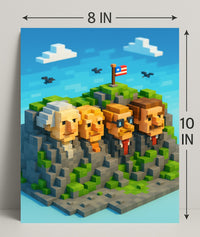 Pixel Presidents on Mount Rushmore Poster PosterGoat