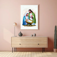 Nativity Scene Illustration Poster