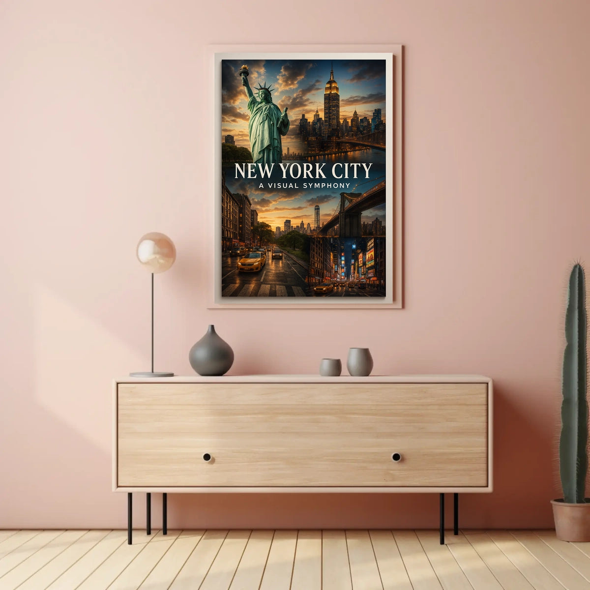 New York City Iconic Landmarks Poster Modern Wall Art