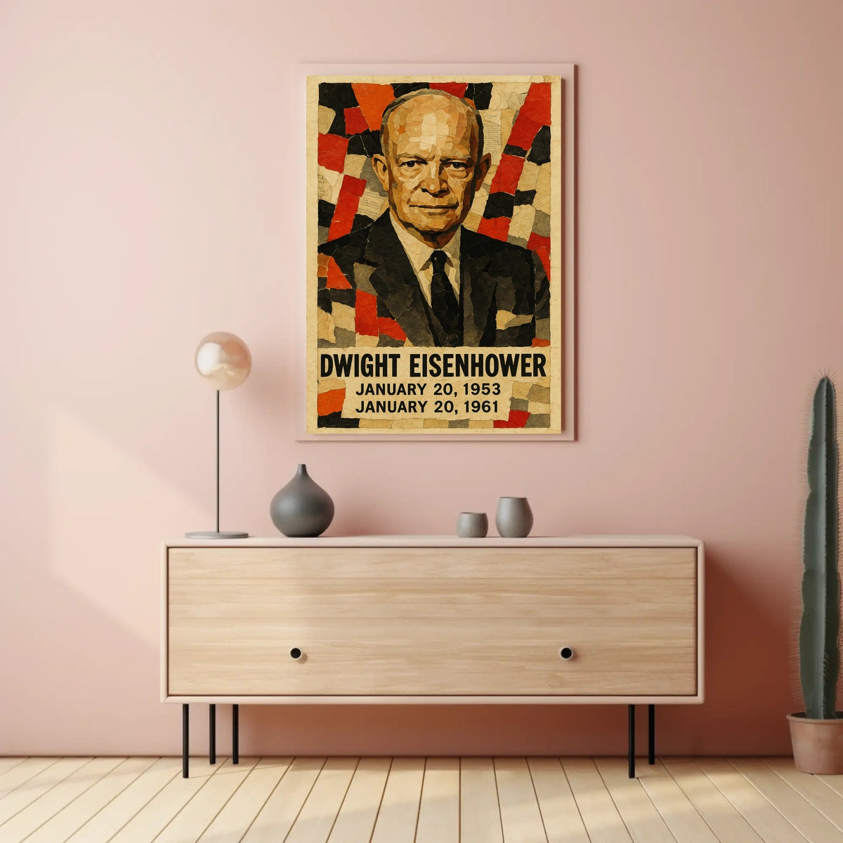 Dwight D. Eisenhower 34th President of the United States Layered paper Collage Poster