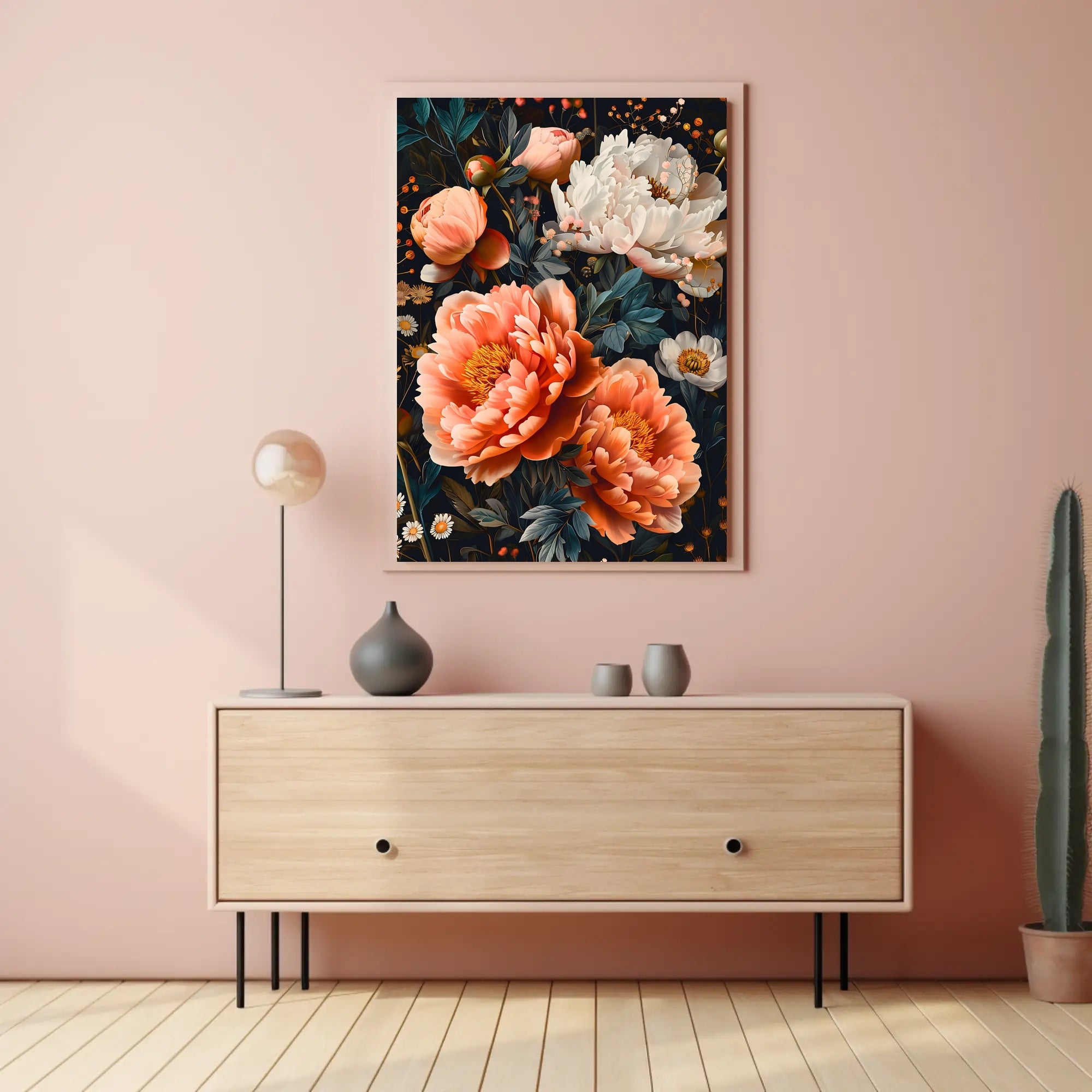 Blossoming Garden Peonies Artistic Poster