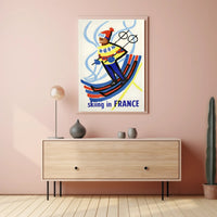 Skiing Adventure Art: Vibrant Ski Motion Travel Poster PosterGoat