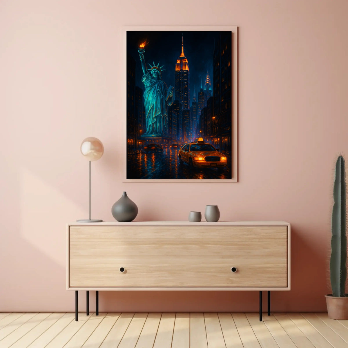 New York City Nightscape Skyline Poster Modern Wall Art