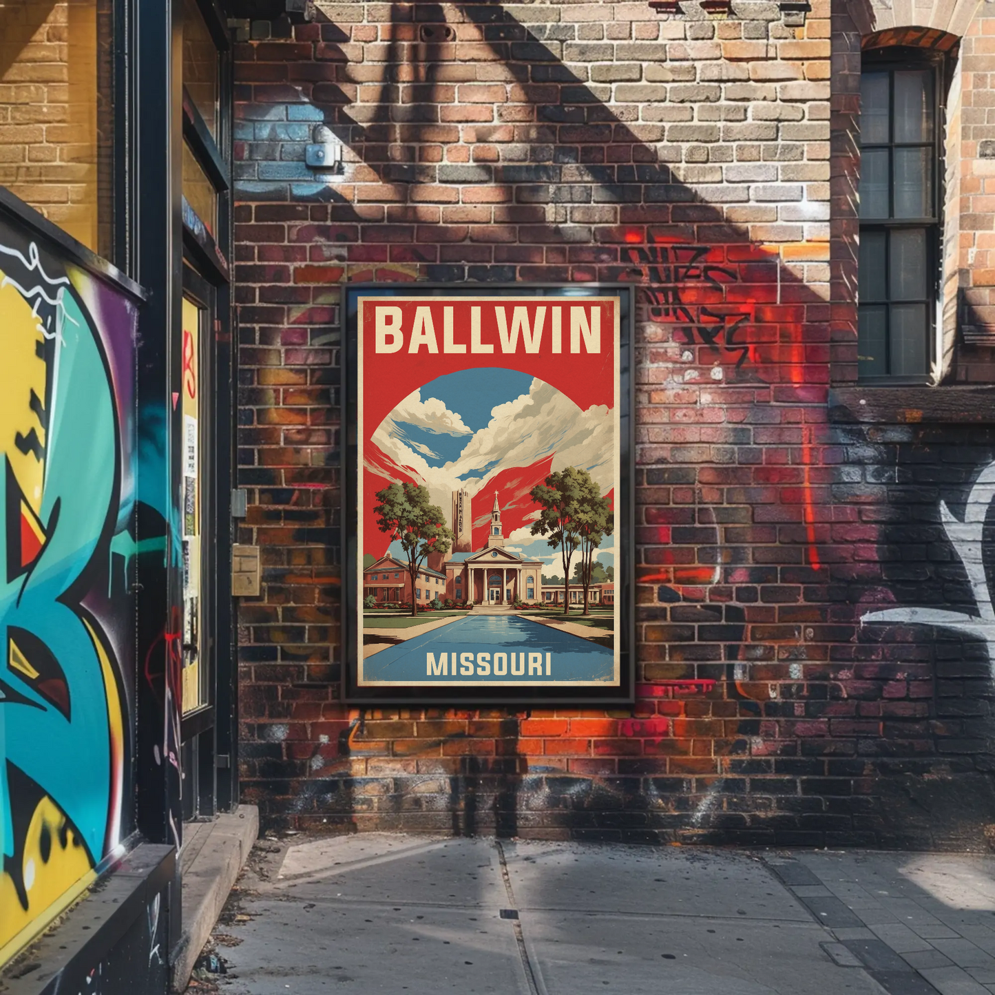 Ballwin Missouri Church Centerpiece Vintage Travel Poster