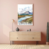 Lake Clark Watercolor Wall Art Poster