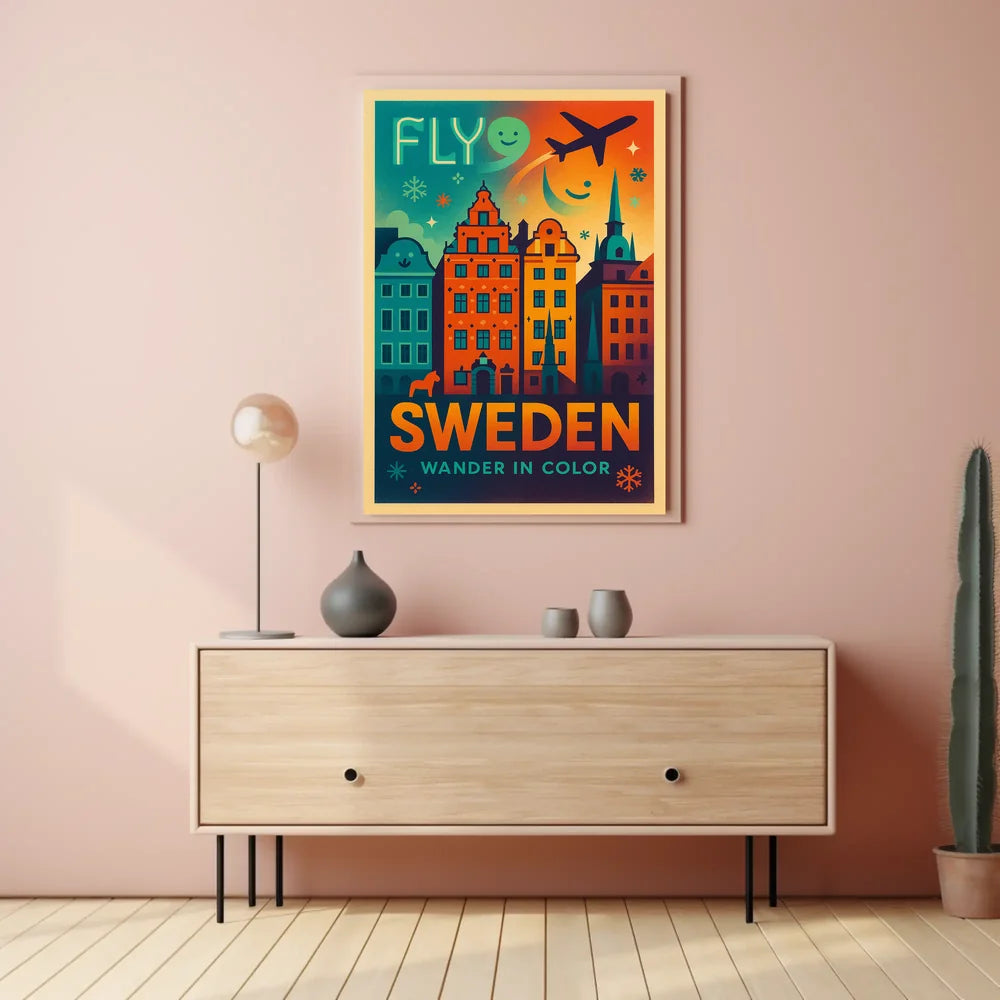 Experience Sweden Vibrant Cityscape Travel Poster PosterGoat