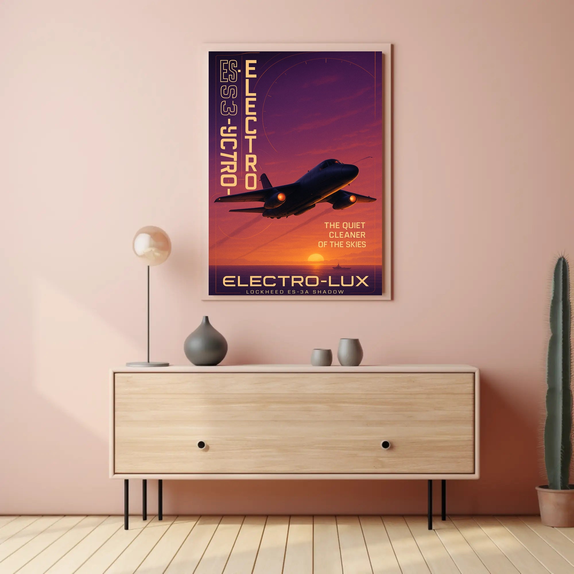 Stealth Jet Silhouette at Sunset Poster