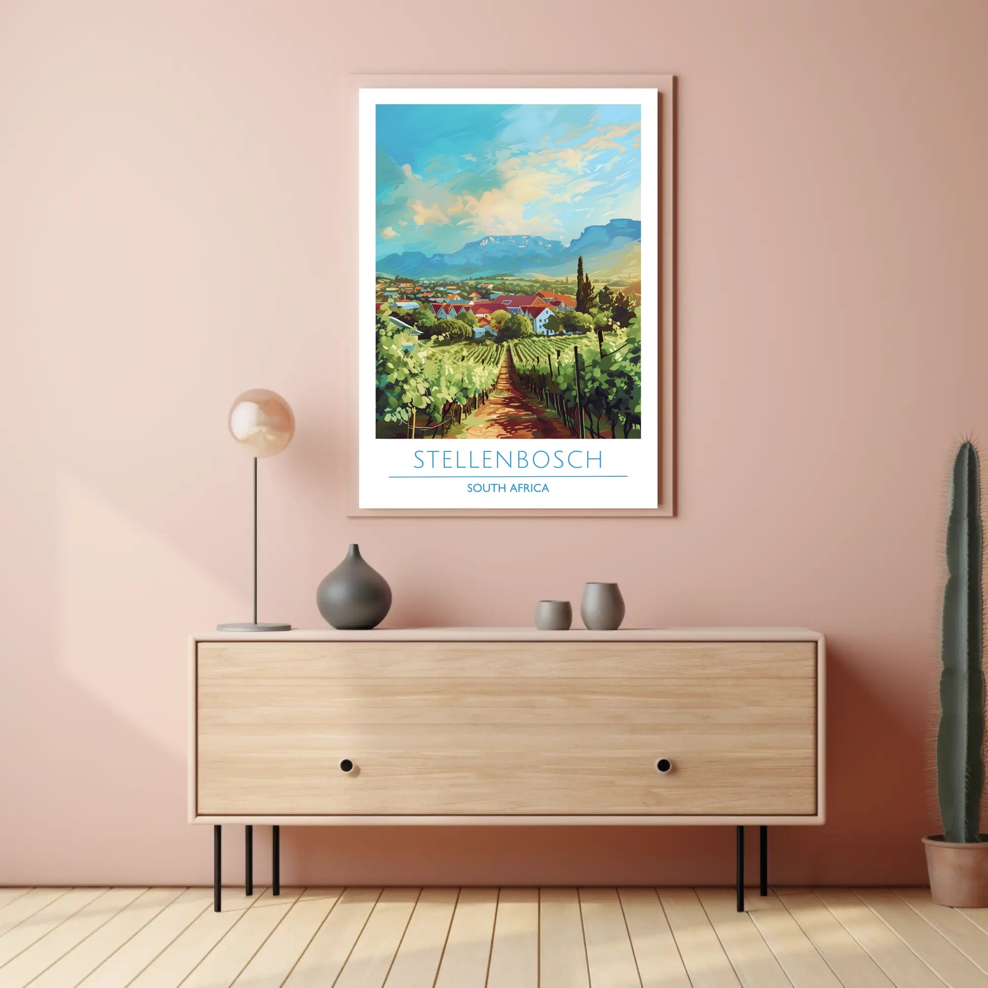 Stellenbosch Vineyard Tranquility: Scenic Travel Poster