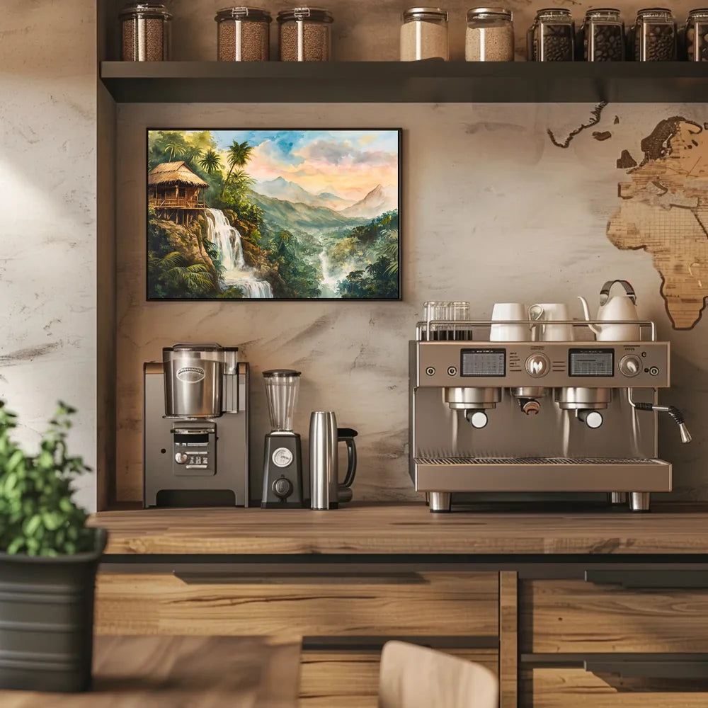 Serene Jungle Waterfall Escape Art Poster