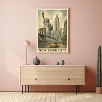 New York City Iconic Skyline Poster Vintage Wall Art