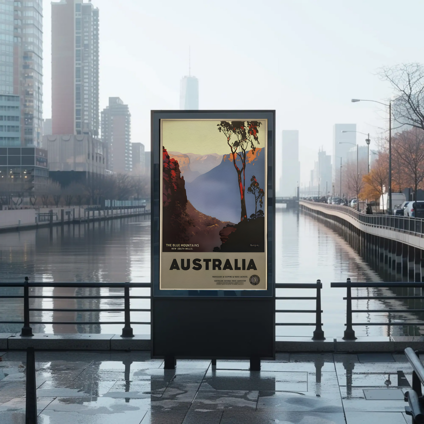 Australia - The Blue Mountains Vintage Travel Poster
