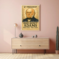 John Quincy Adams 6th President of the United States Exaggerated Cartoon Sketch Poster