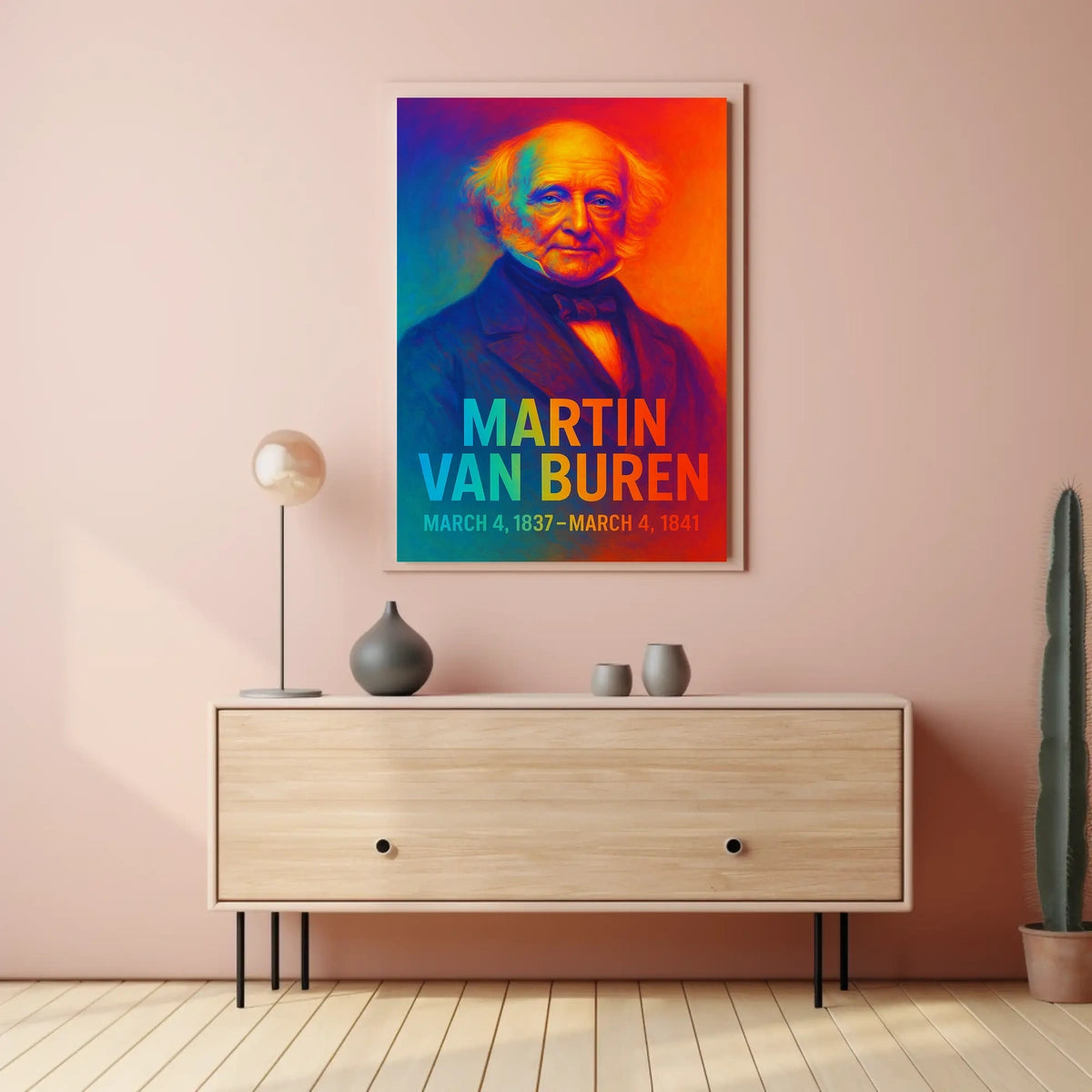 Martin Van Buren 8th President of the United States Neon Gradient Overlay Poster