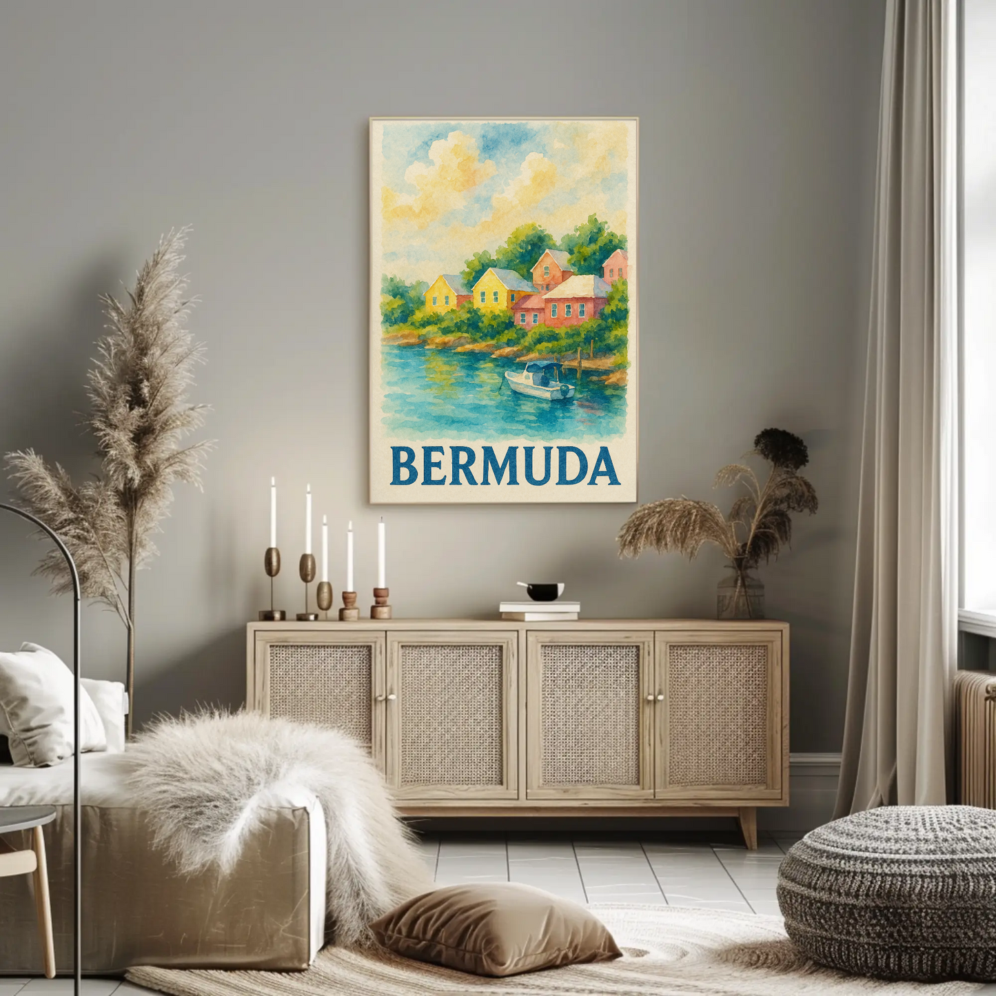 Bermuda Coastal Village Travel Poster