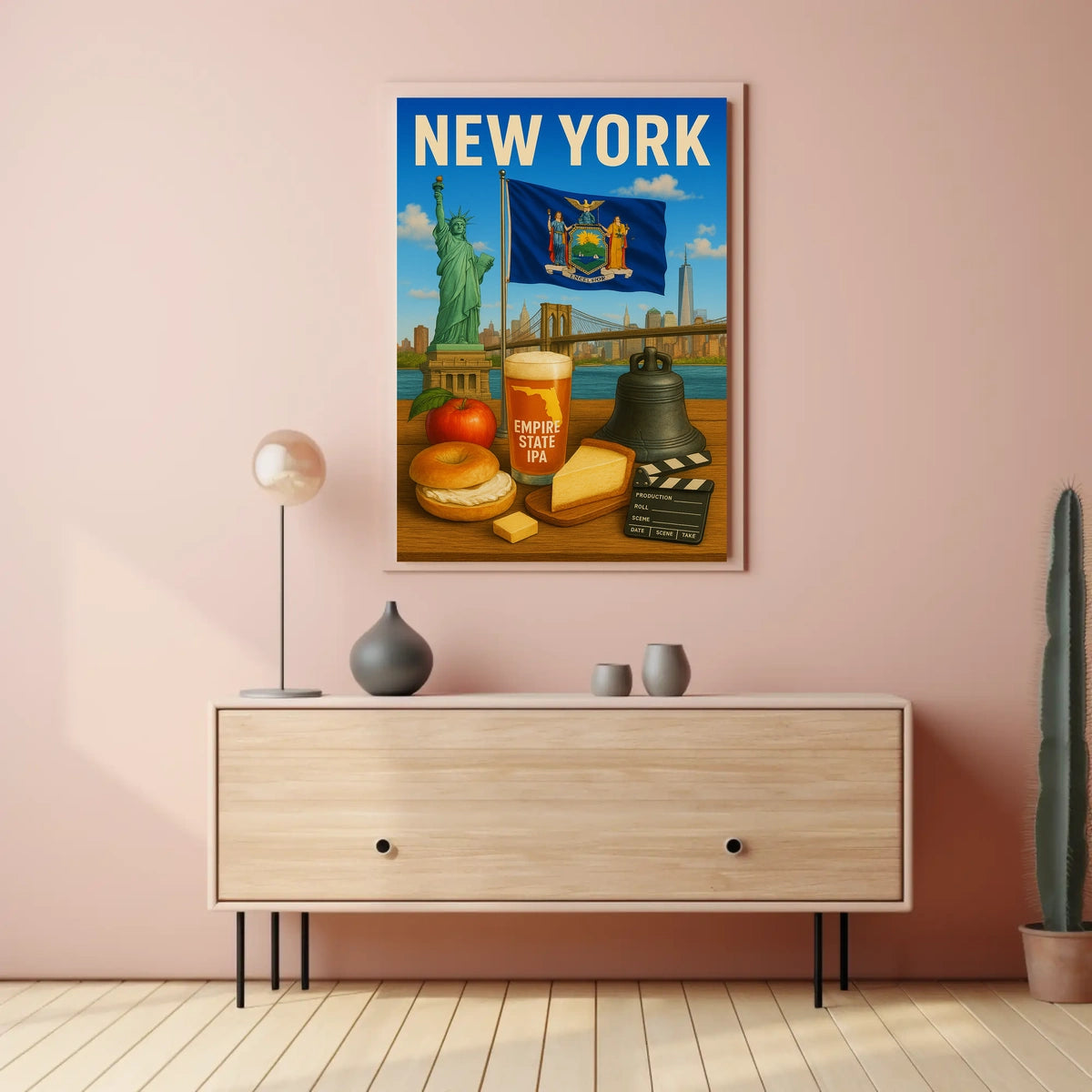 New York City Iconic Landmarks Poster Modern Wall Art