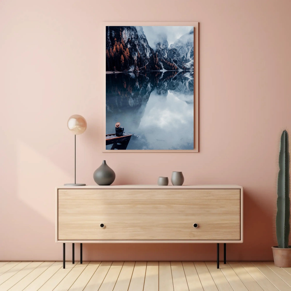 Serene Mountain Lake Autumn Reflection Art Poster