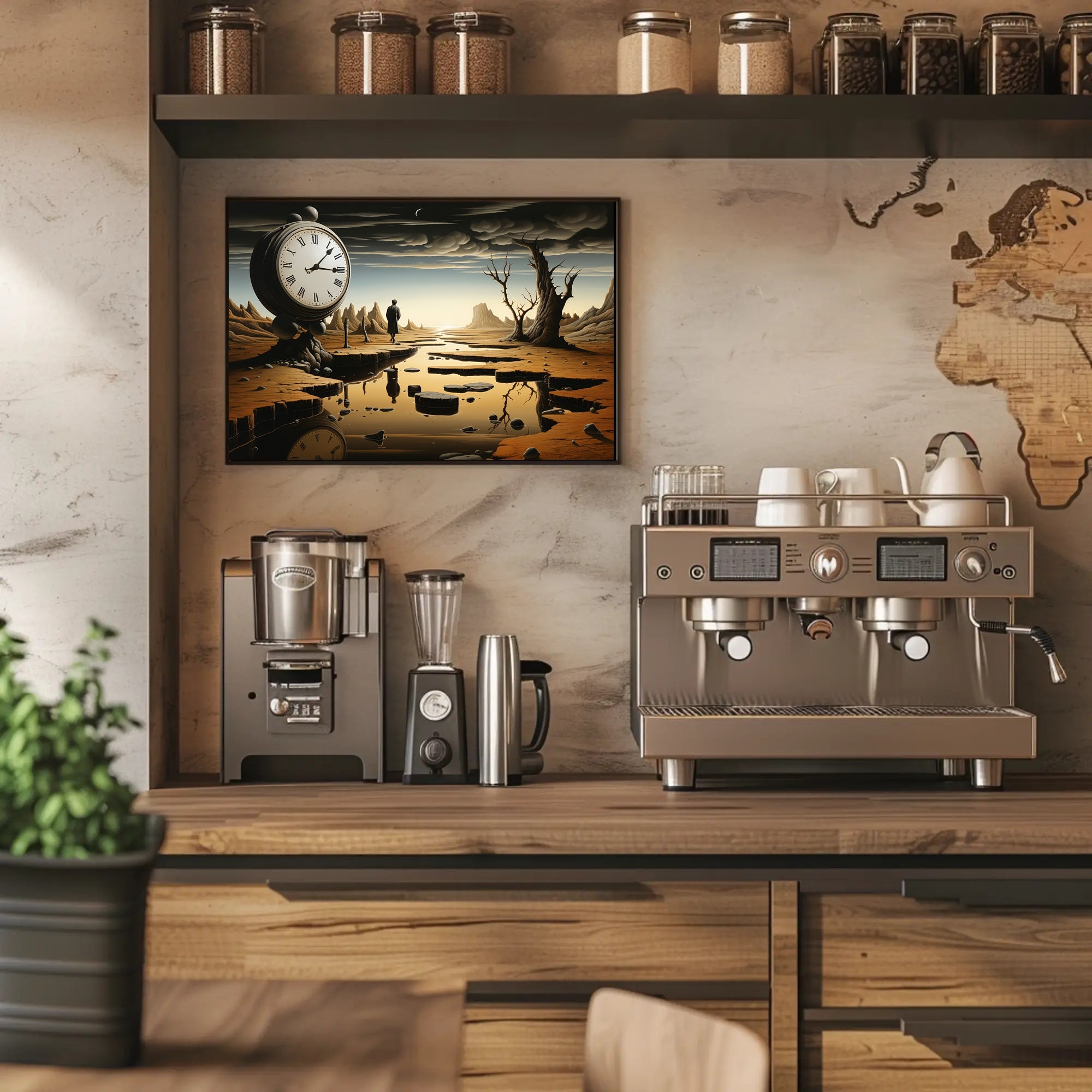 Timeless Surreal Landscape with Clock Artistic Poster