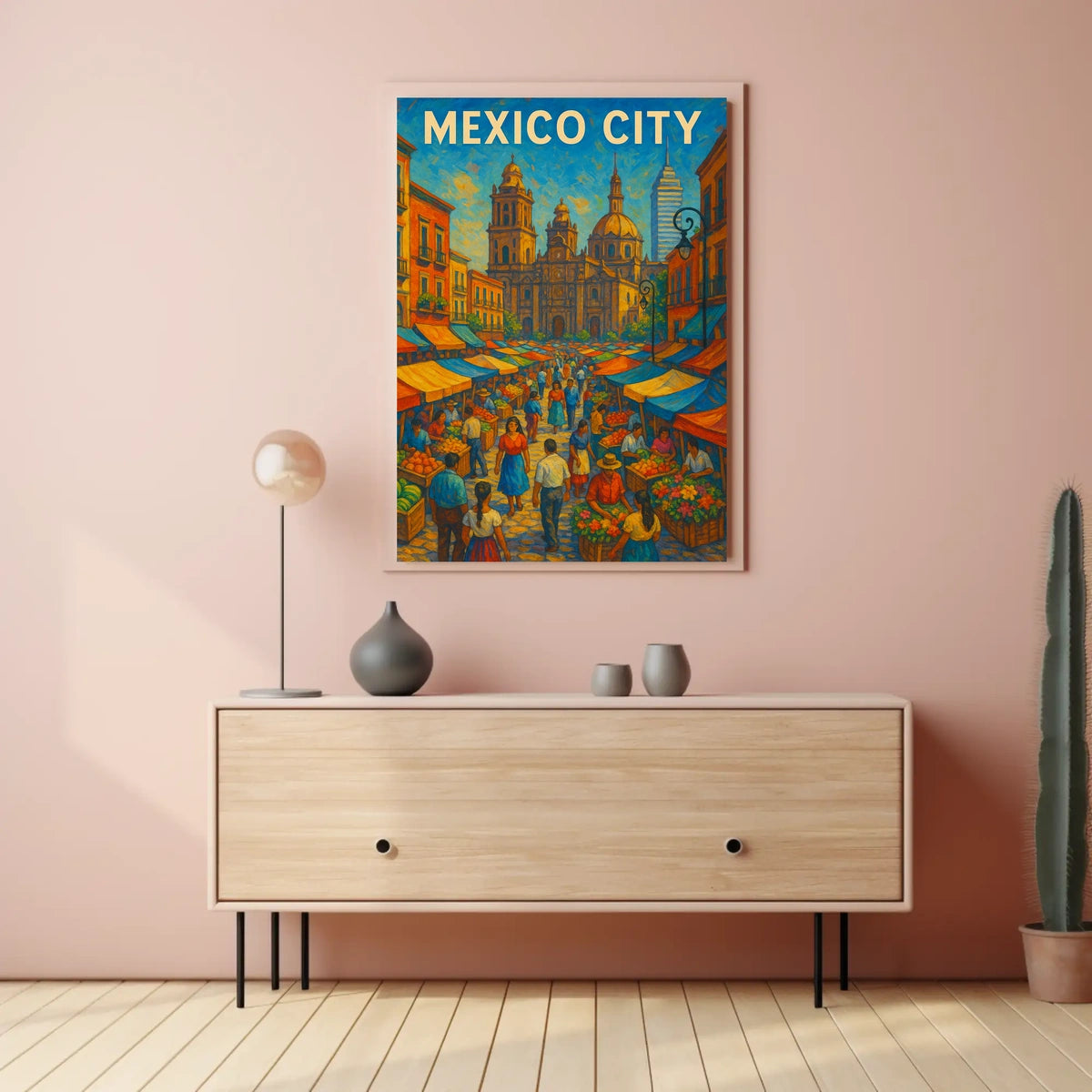 Mexico City Market Scene Poster