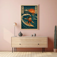 Surfing Adventure at Sunset Poster