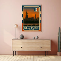New York City Skyline Poster Vintage Wall Art