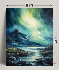 Northern Lights Over Majestic Mountains Poster