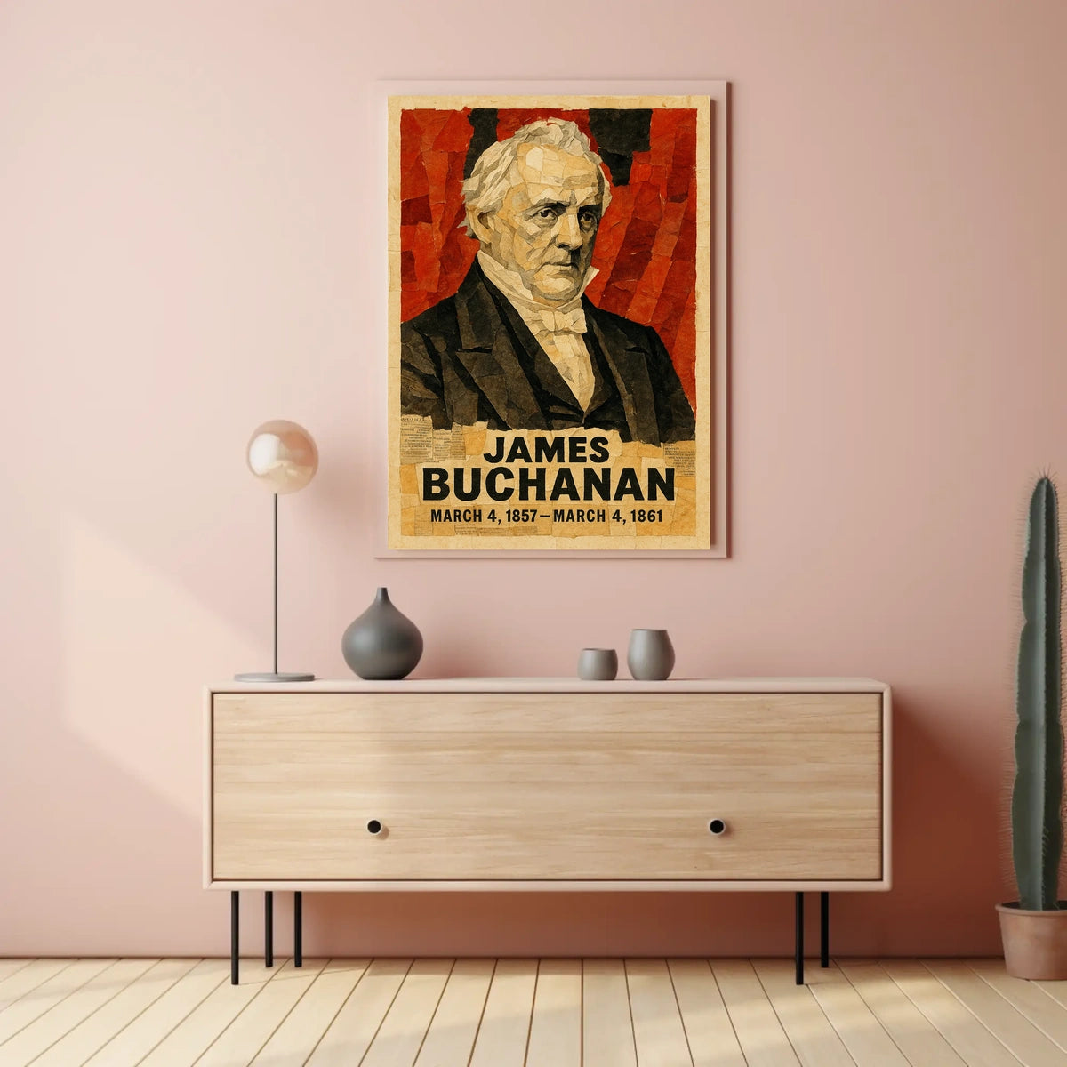 James Buchanan 15th President of the United States Layered paper Collage Poster