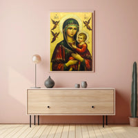 Virgin Mary and Baby Jesus with Angels Poster